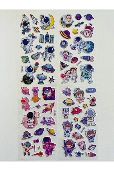 Mielibon 4'lü Uzay Tasarımlı Premium Sticker Seti - 50+ Sevimli ve Eğlenceli ...