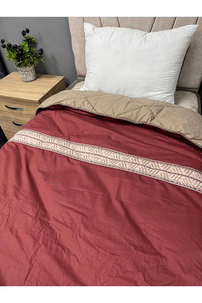 Clasy Ranforce V2 - Double-Sided Red Plain Pattern Quilted Double O'Clock 100% Cotton
