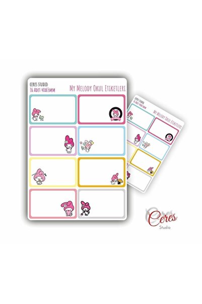 Ceres Studio My Melody Sanrio Okul Etiketi 16 Adet 40x65mm Etiket