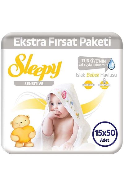 Sleepy Sensitive Wet Towels 50 x 15 Pieces