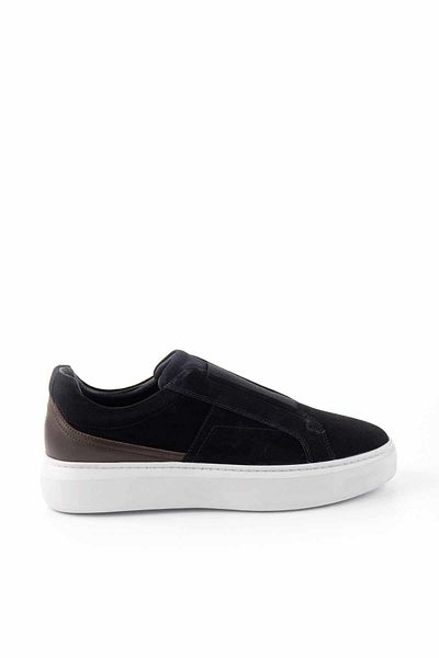 Bambi Navy Blue Brown Leather Men's Casual Shoes E01901520102