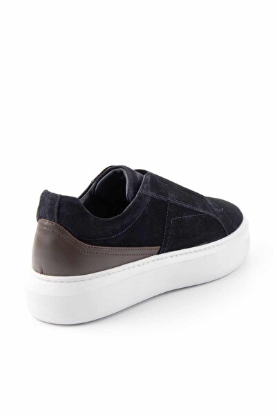 Bambi Navy Blue Brown Leather Men's Casual Shoes E01901520102