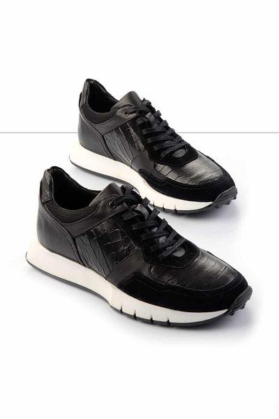 Bambi Black Black Crocodile Genuine Leather Men's Sneaker E01310111502