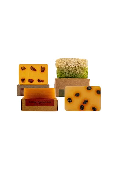 dionesse Winter Soap Set 4X120 Gr - Orange, Fiber Aloe Vera, Rosemary Clay and Coffee Soap 4-Piece Care Set