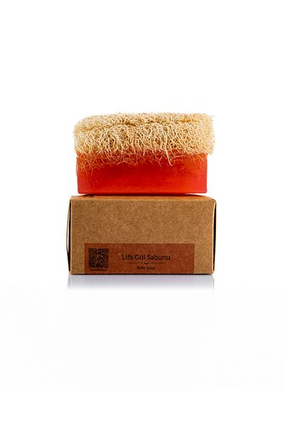 dionesse Pumpkin Fiber Rose Soap 130 Gr - Natural Soap with Isparta Roses with Aromatherapy and Peeling Effect