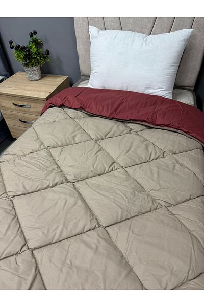 Clasy Ranforce V2 - Double-Sided Red Plain Pattern Quilted Double O'Clock 100% Cotton