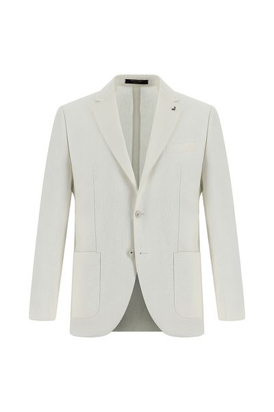 Abdullah Kiğılı Patterned Linen Slim Fit Jacket
