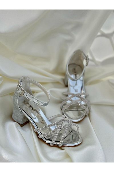 Görkem bebe ayakkabı ve tekstil Girl's Cross Stone Heel Shoes