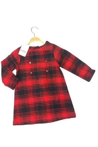 Çikoby Girl's Checkered Buttoned Dress