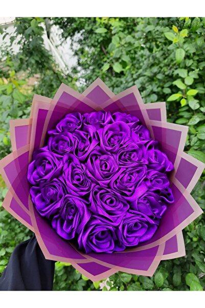 BUKET DÜNYASI 20 Li Solmayan Gül Buketi Mor Gül Dışı Mor