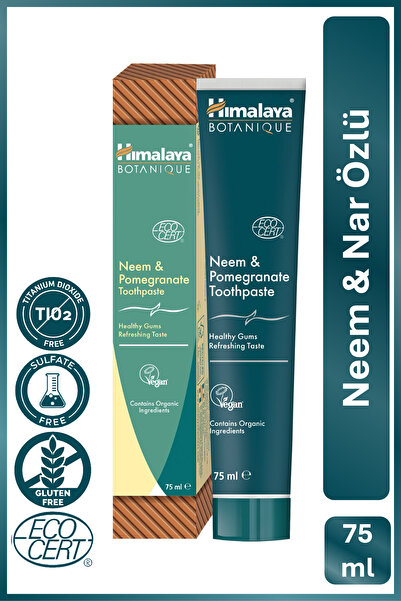 Himalaya Since 1930 Doğal Neem & Nar Özlü Florürsüz Diş Macunu 75 Ml|ecocert Cosmos Sertifikalı|organik Bileşenler