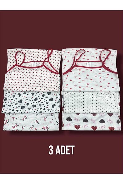 Erdenay Tekstil Mixed Patterned Girls' Undershirt 3-Piece