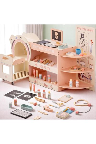 STAR5 Wooden Doctor Playset for Kids - Hospital Activity Center | Pretend Medical Tools Set