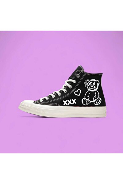 archiepet حذاء كونفرس أسود لطيف ومطبوع للأولاد والبنات