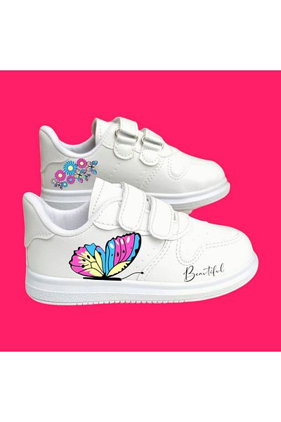 archiepet Flower Pattern Colorful Butterfly Printed Girls Sneakers