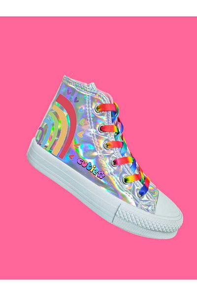 archiepet Rainbow Patterned Hologram Detailed Girls Sneaker Sneakers with Zipper