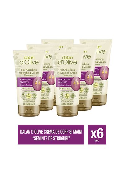 Dalan Set of 6 x Dalan D'Olive body and hand cream with grape seeds, 60ml