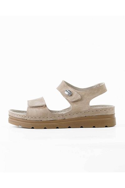 DR KLOMPA Women's Daily Sandals Ms1277 Beige Mikanos Velcro Adjustable Orthopedic Summer Sandals