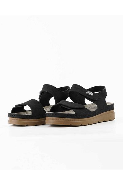 DR KLOMPA Women's Daily Sandals Ms1277 Black Mikanos Velcro Adjustable Orthopedic Summer Sandals