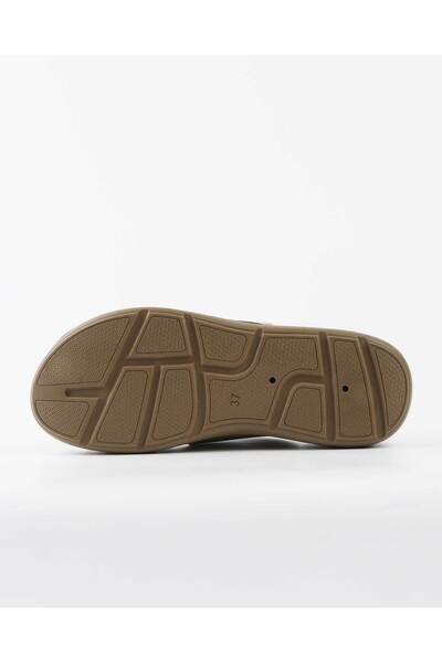 DR KLOMPA Жіночі тапочки DK1163 Коричневі - Бежеві Літні ортопедичні тапочки для дому та вулиці