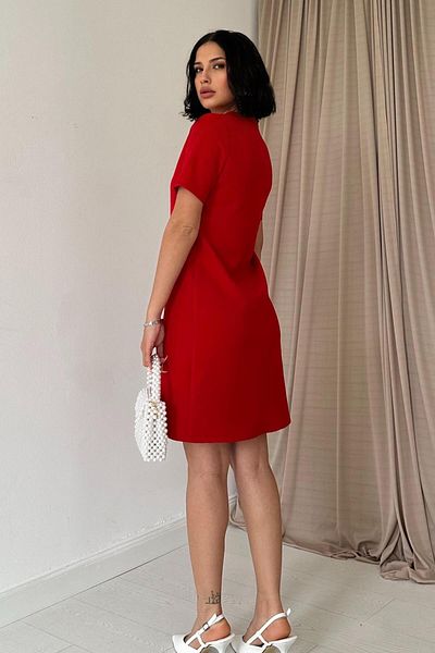 369 etnik butik Basic Straight Cut Mini Dress - Short Sleeve