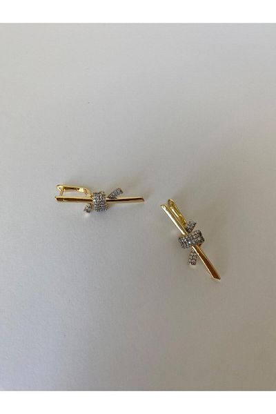 marsel aksesuar Serenay Model Zircon Stone Knot Earrings