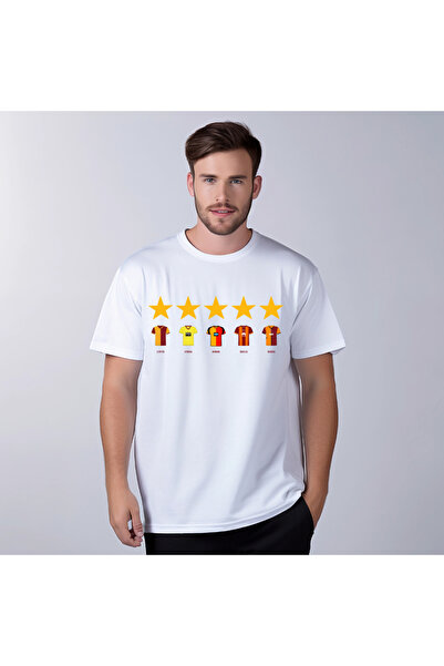 Gala Stile 5. Yıldız Retro Özel Tasarım Baskılı Erkek Taraftar Tişört