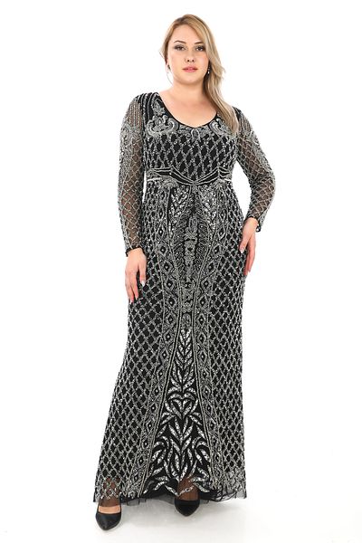 GATSBYLADY LONDON Karima Maxi – Black & Silver Embellished Modest Gown
