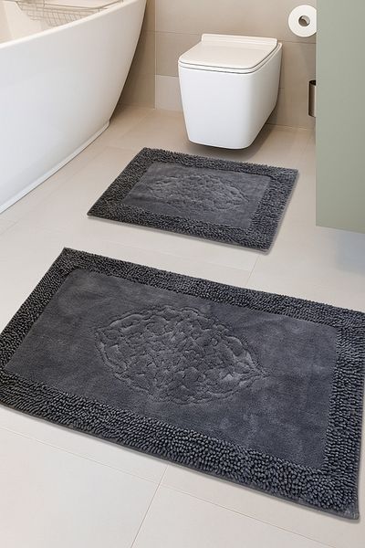 FeelHome Pamukkent Soft, Super Absorbent 2 τεμαχίων 100% βαμβάκι Ultra Luxury Σετ πατάκι μπάνιου Anthracite Brown