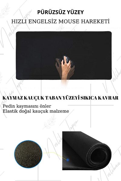 NT Handmade Game Player Ανθεκτικό Ευαίσθητο Εργονομικό Αντιολισθητικό Mouse Pad - Mousepad με Edge Stittching Xl - 300x700x3mm