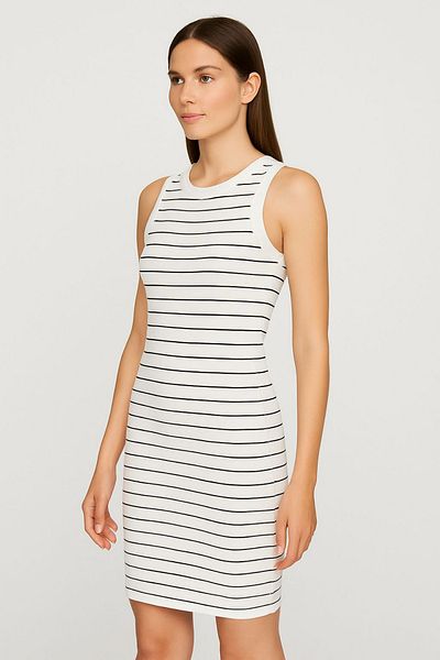 trendalisse Women's White Strap Halter Neck Sleeveless Summer Dress