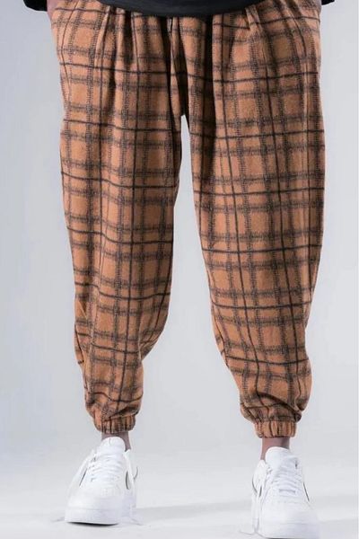 Superbluemexico Ανδρικό παντελόνι Jogger Shalwar με σχέδιο καφέ