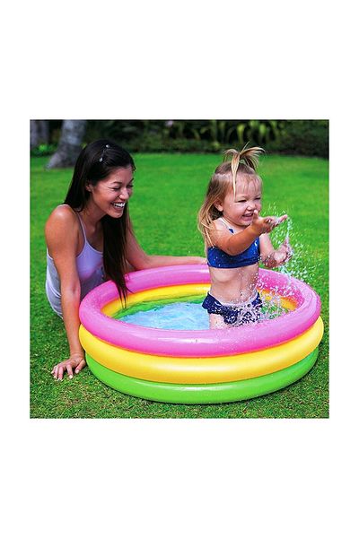 Intex 3 Boğumlu Yumuşak Tabanlı Bebek Havuzu 86x25 سم çocuk Havuzu Sunset Havuz