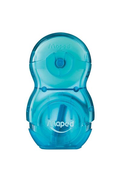 Maped Eraser Blue - Pencil Sharpener with Transparent Chamber and Lid