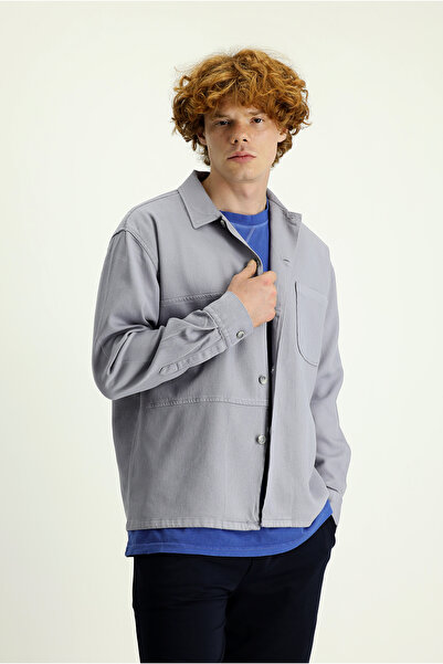 Kiğılı Cămașă oversize din bumbac cu buzunare cu mânecă lungă