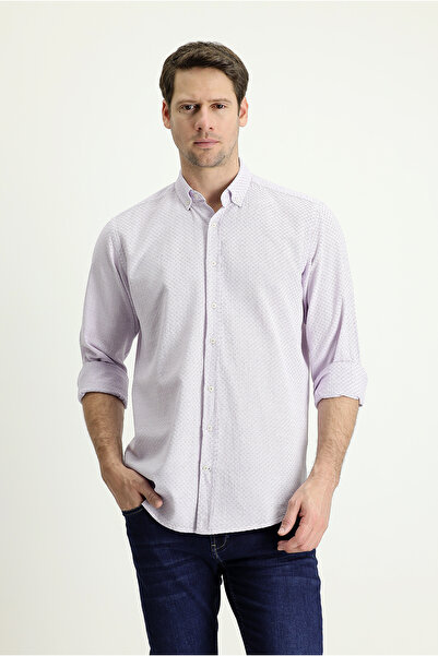 Kiğılı Βαμβακερό πουκάμισο με λεπτή εφαρμογή με λινό σχέδιο - μακρυμάνικο