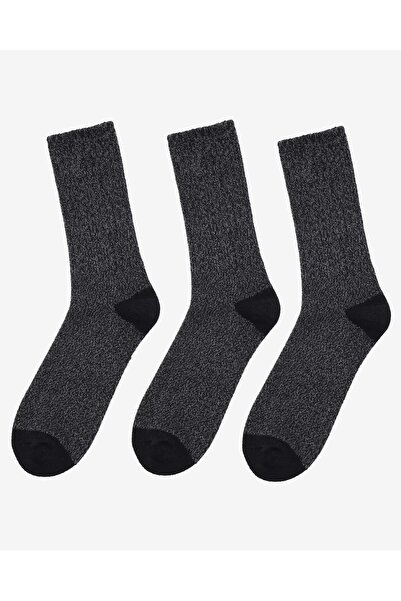 SKECHERS NON TERRY CREW - 3'LÜ PAKET ERKEK ÇORAP Erkek Black Combo Çorap S116025-007
