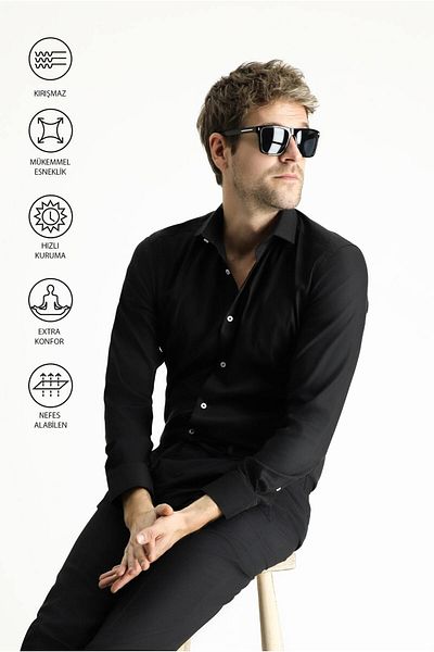 Kiğılı Techno-Line Long Sleeve Slim Fit Slim Fit Classic Shirt