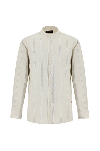 Abdullah Kiğılı Αθλητικό λινό πουκάμισο με μακρυμάνικο γιακά κανονική εφαρμογή