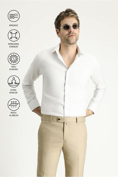 Kiğılı Techno-Line Long Sleeve Slim Fit Slim Fit Classic Shirt