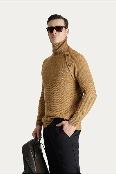Kiğılı Turtleneck Slim Fit Slim Fit Patterned Wool Knitwear Sweater