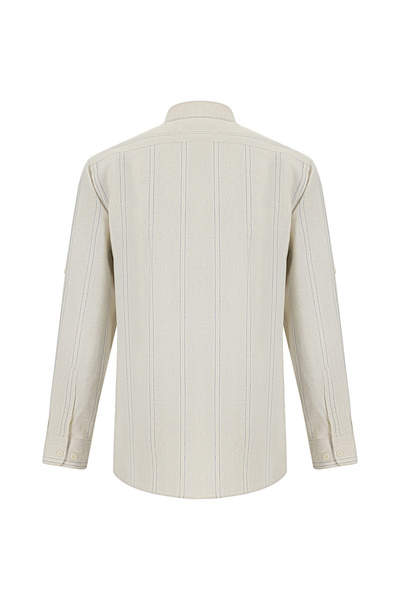 Abdullah Kiğılı Αθλητικό λινό πουκάμισο με μακρυμάνικο γιακά κανονική εφαρμογή