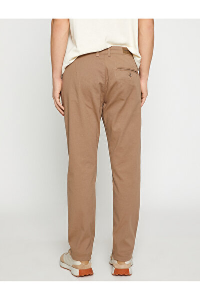 Koton Basic Gabardine Trousers Slim Fit Buttoned Pocket Detailed