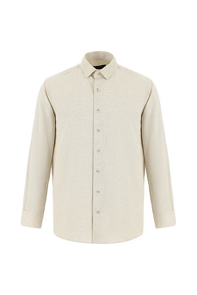 Abdullah Kiğılı Patterned Linen Shirt - Long Sleeve, Regular Fit