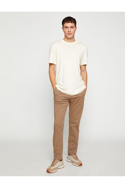 Koton Basic Gabardine Trousers Slim Fit Buttoned Pocket Detailed