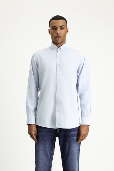 Kiğılı Uzun Kol Regular Fit Oxford Pamuk Gömlek