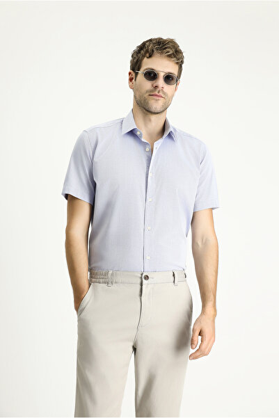 Kiğılı Вузький крій Slim Fit Бавовняна сорочка з візерунком - Короткий рукав