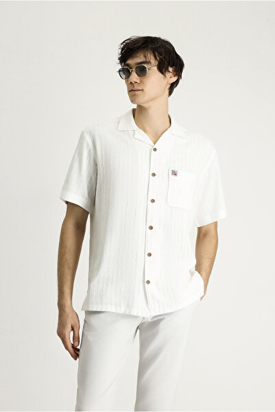 Kiğılı Cămașă oversize cu mânecă scurtă din amestec de in