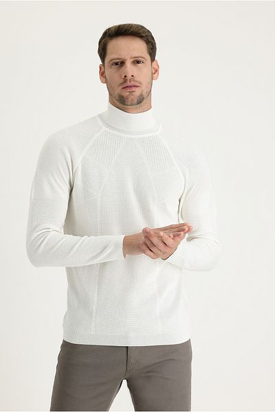 Kiğılı Turtleneck Slim Fit Slim Fit Patterned Cotton Knitwear Sweater