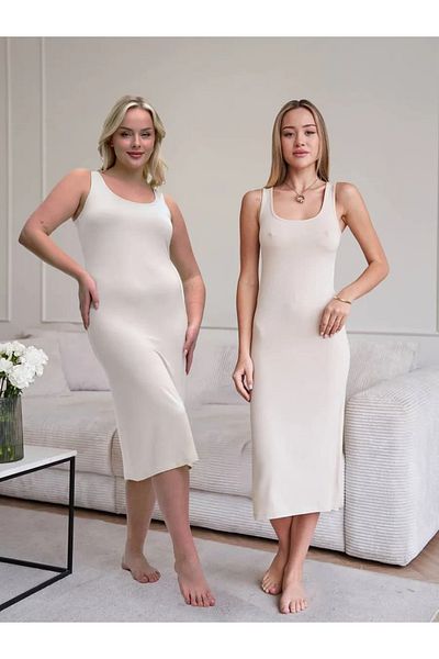 LİRONA 27372 Țesătură premium Viscoză Lungimea genunchiului Lungă Flexibilă Confortabilă Curea groasă Jupon Rochie Jupon